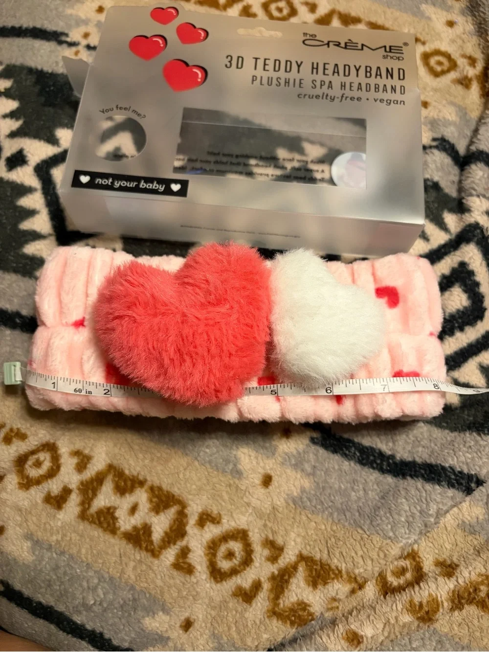The Crème Shop NIP 3D Teddy Heart Headband - Coral Pink & White